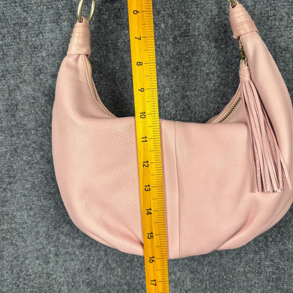 Sigrid Olsen Vintage Pink Leather Y2K Hobo Bag Tassel Crescent Shoulder Purse - Picture 12 of 15